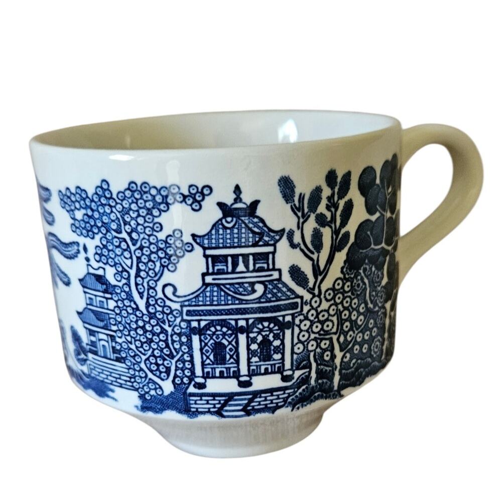Churchill England Blue Willow Teacup Blue White Transferware Vintage